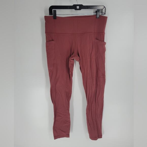 Athleta Antique Burgandy Stash Pocket Salutation Tight Leggings LP - Picture 1 of 10